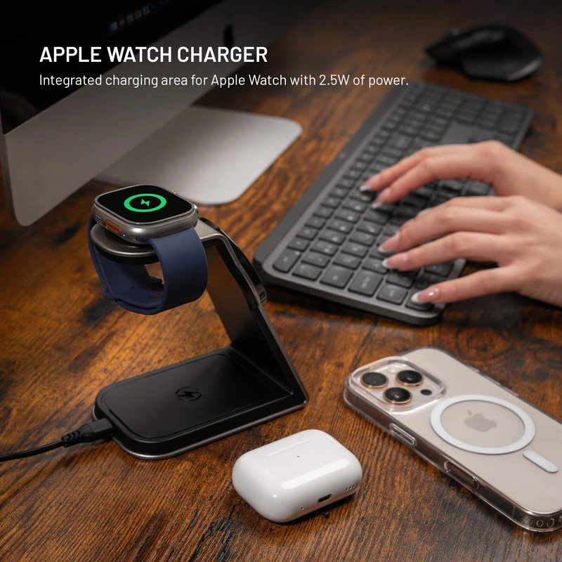 FIXED 3in1 Mag ALU Qi2 Wireless Charging station Titanium - 8018213