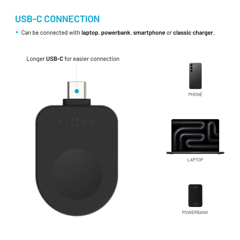 FIXED Wireless USB-C charger for Apple Watch Black - 8018214