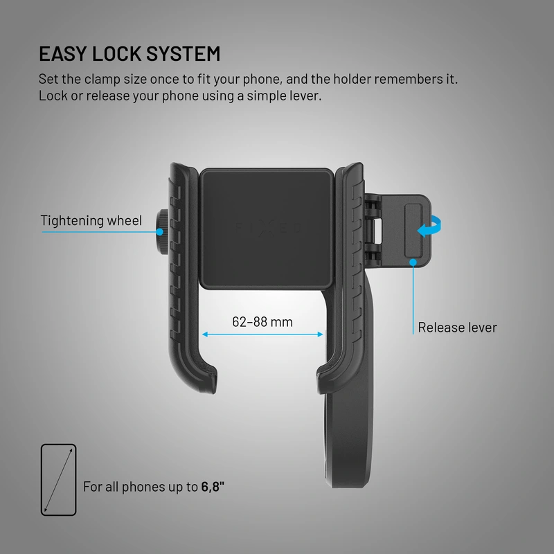 FIXED Bikee Plus Vista Bike Mount with Smart Lock Black - 8018226