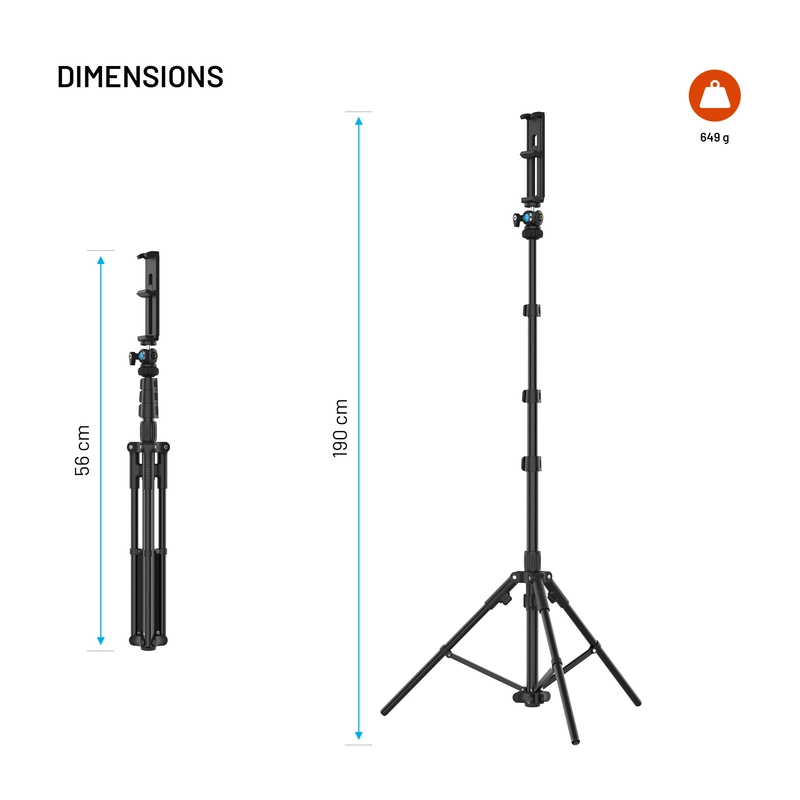 FIXED Creator Tripod Extra Long up to 190cm Black - 8018227