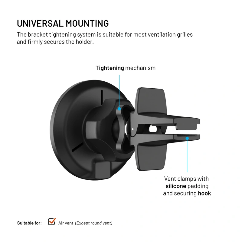 FIXED MagRound2 15W Airvent Car Mount Black - 8018352