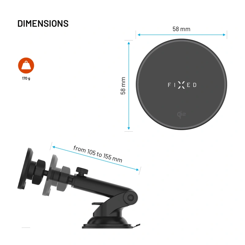 FIXED MagRound2 XL 15W Windshiled/Dashboard Car Mount Black - 8018353