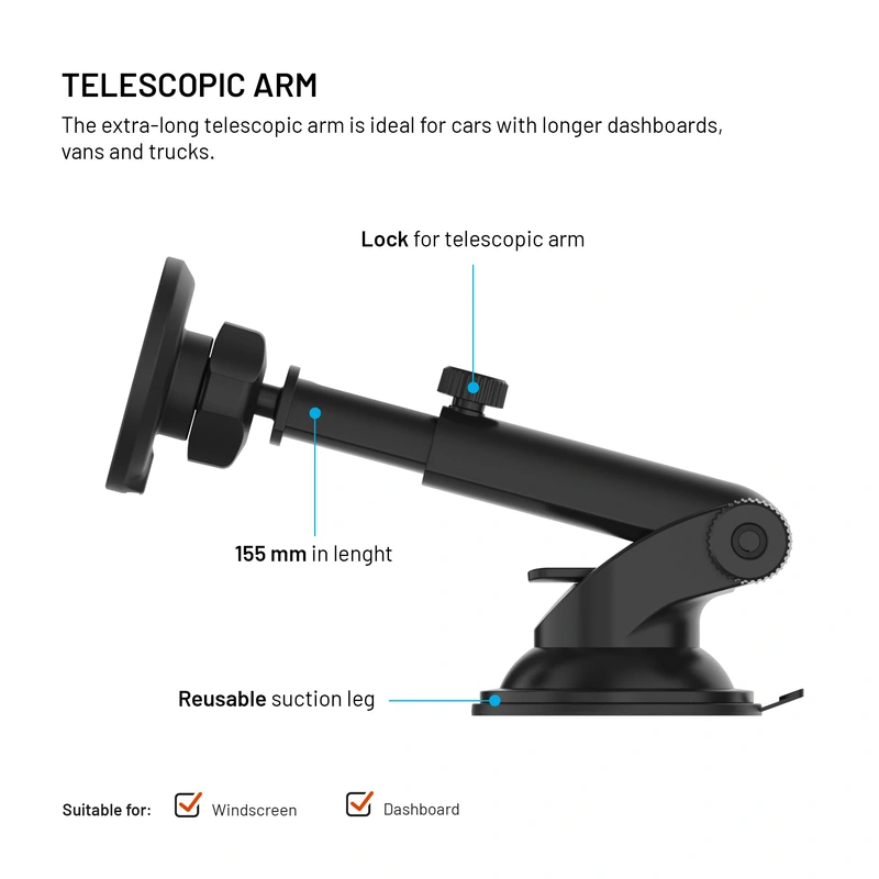 FIXED MagRound2 XL 15W Windshiled/Dashboard Car Mount Black - 8018353