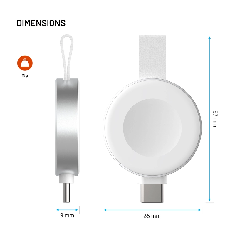 FIXED Wireless USB-C charger for Apple Watch White - 8018355