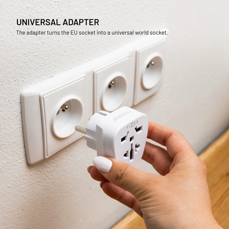FIXED Travel Adapter Schuko EU/World White - 8018357