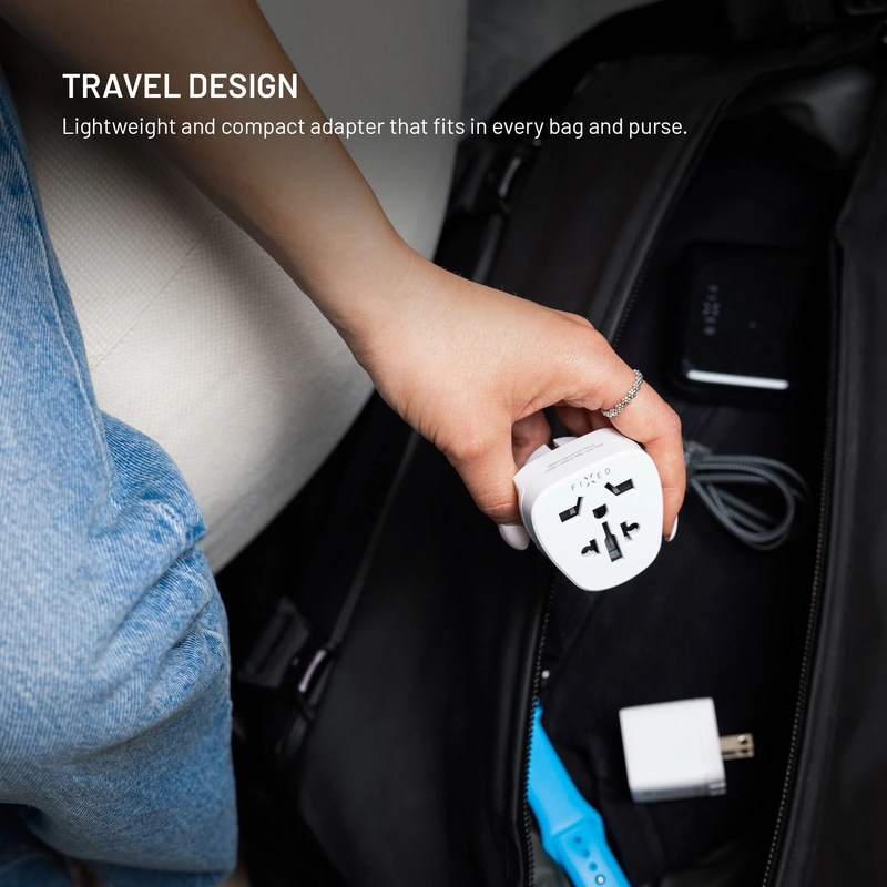 FIXED Travel Adapter Schuko EU/World White - 8018357