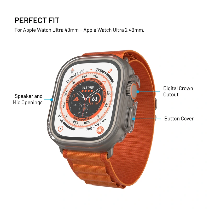 FIXED PURE Case w. Glass for Apple Watch 49 mm Clear - 8018366