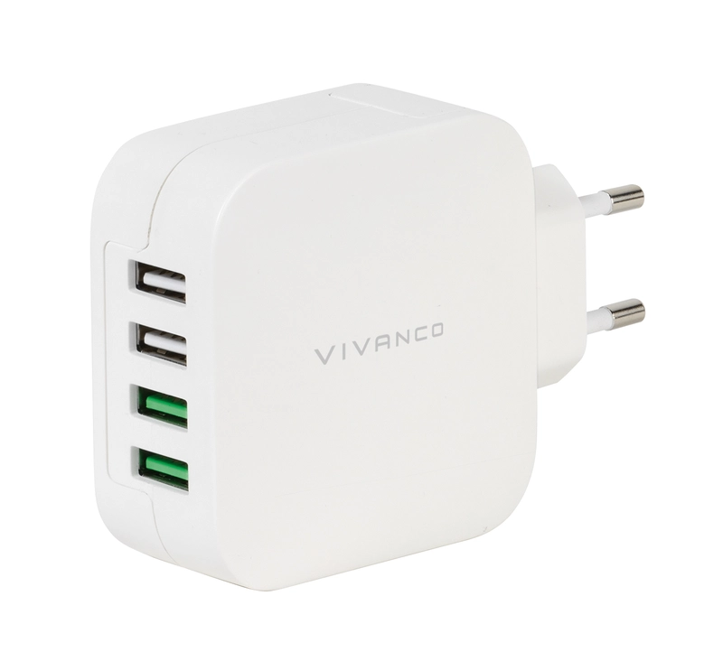 Vivanco 4xUSB Home Charger 4.8A Automatic White - 2837564