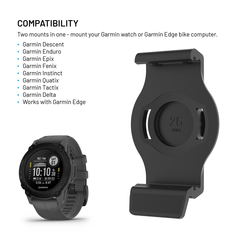 FIXED Handlebar Mount for Garmin smartwatches 26mm Black - 8018428