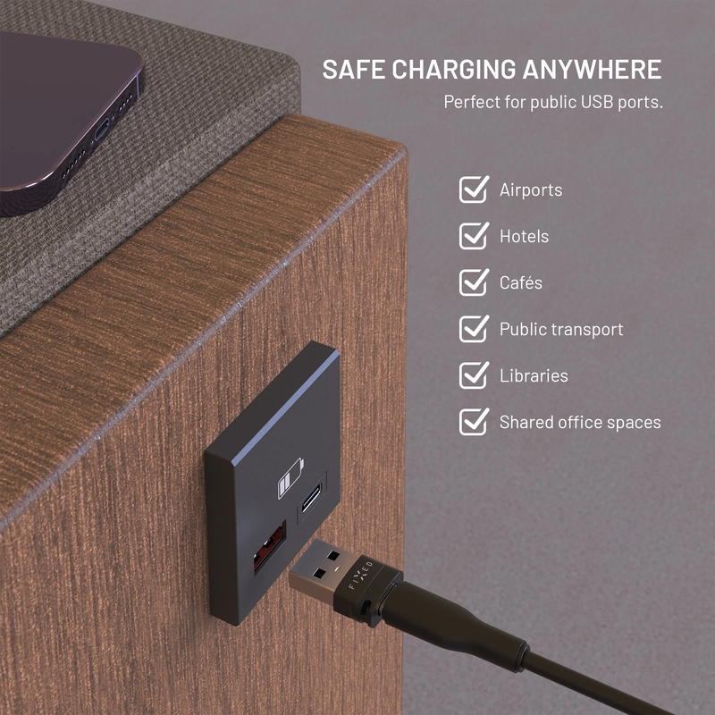 FIXED Data Blocker 2in1 USB-A & USB-C 240W for safe charging Black - 8018432