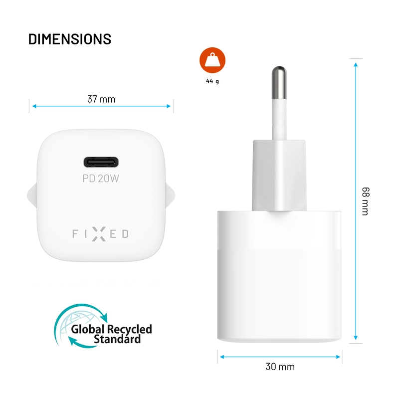 FIXED Fast Mini Home Charger 20W USB-C PD White - 8018547