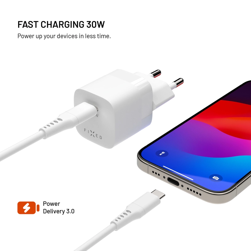 FIXED Super Fast Mini Home Charger USB-C PD 30W White - 8018548