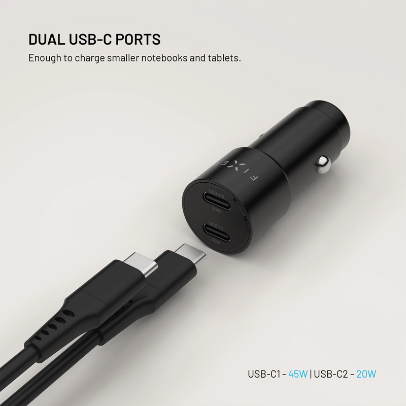 FIXED Super Fast Dual USB-C Car Charger 65W Black - 8018550