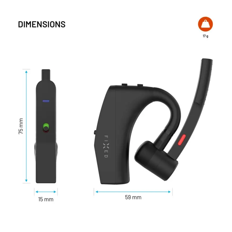 FIXED Talk Pro Wireless Open-Ear handsfree Mono Headset with ENC Black - 8018658