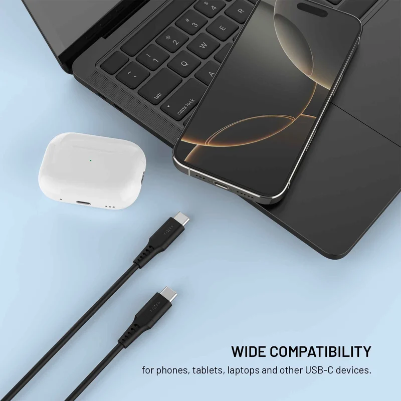 FIXED LIQUID Silicone cable 60W USB-C/C 0.3m Black - 8019018