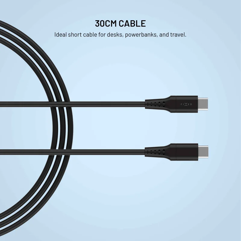 FIXED LIQUID Silicone cable 60W USB-C/C 0.3m Black - 8019018