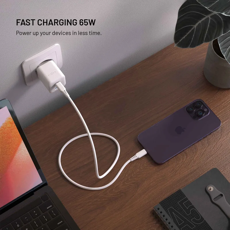 FIXED Super Fast Mini Charger 65W 2xUSB-C PD + USB-A White - 8019061