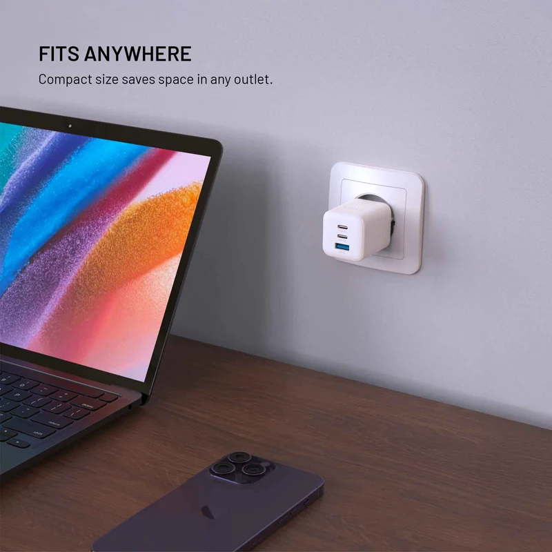 FIXED Super Fast Mini Charger 65W 2xUSB-C PD + USB-A White - 8019061