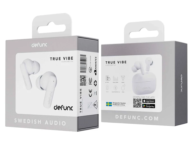 Defunc TRUE VIBE TWS Plugin In-Ear BT Earbuds White - 8071002