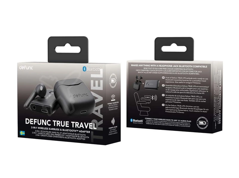 Defunc TRUE TRAVEL TWS 2in1 Hybrid In-Ear BT Earbuds + Adapter Black - 8071447