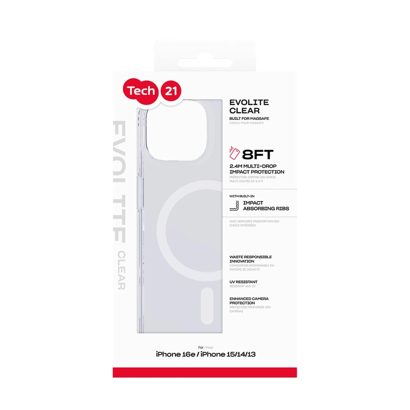 Tech21 Evo Lite MagSafe Apple iPhone 17e/16e/15/14/13 Clear - 8674746