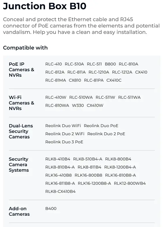 Reolink B10 Junction Box White - 8977575