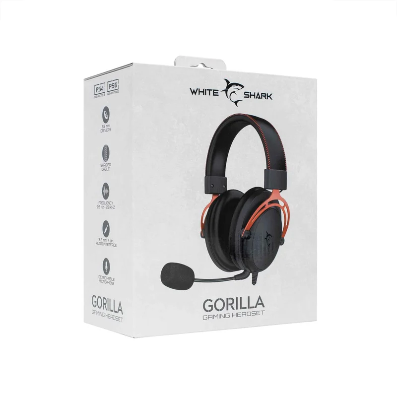 White Shark GORILLA Over-Ear Gaming Headset Black/Red - 9450240
