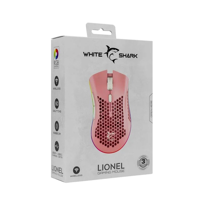 White Shark LIONEL Wireless Gaming Mice 6D 10.000dpi Pink - 9450282
