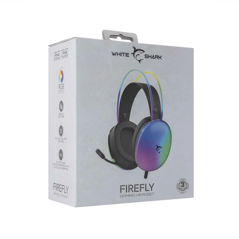 White Shark FIREFLY On-Ear Gaming Headset Black - 9450327