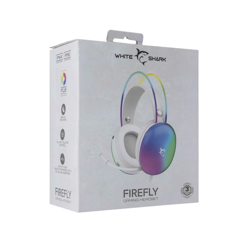White Shark FIREFLY On-Ear Gaming Headse White - 9450328
