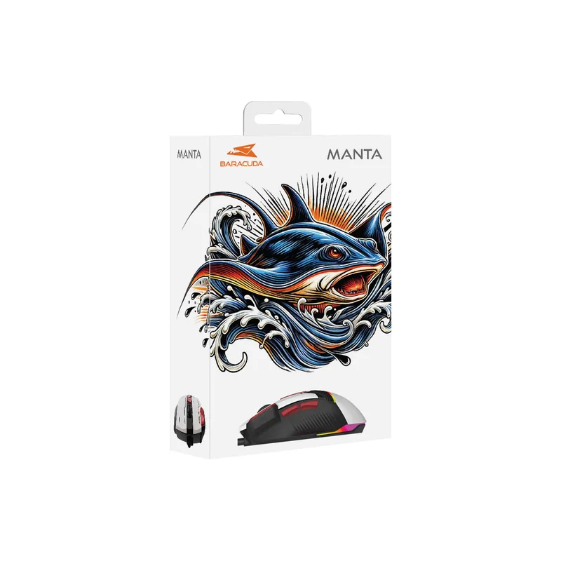 Baracuda MANTA Gaming Mice 8D 12.800dpi White - 9450377