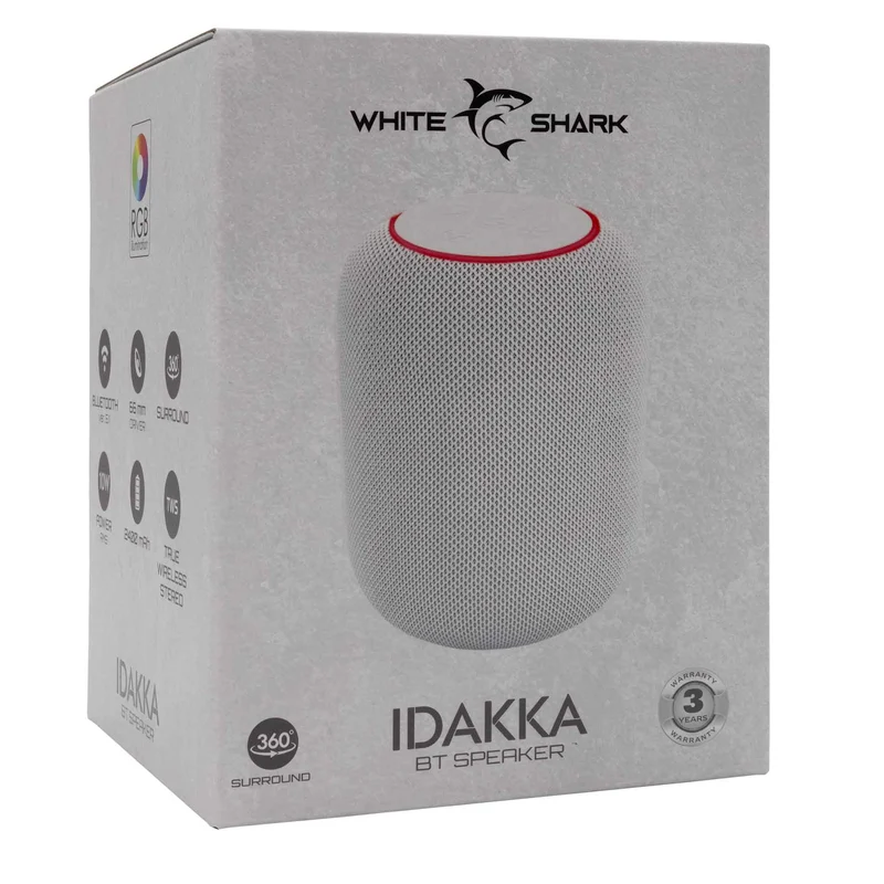 White Shark IDAKKA Bluetooth Speaker 2.400mAh White - 9450406
