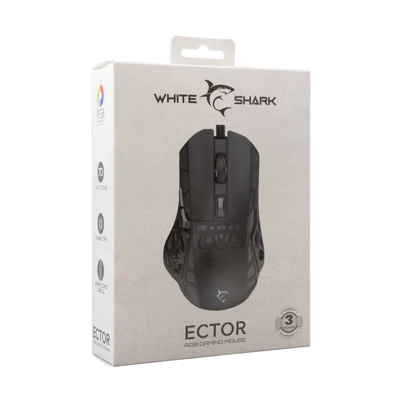 White Shark ECTOR Gaming Mice 7D 12.400dpi Black - 9450440