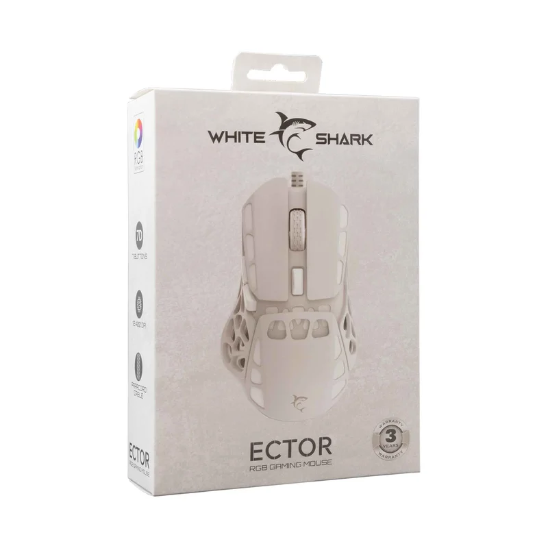 White Shark ECTOR Gaming Mice 7D 12.400dpi White - 9450441