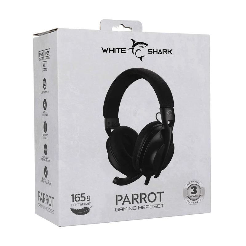 White Shark PARROT On-Ear Gaming Headset Black - 9450502
