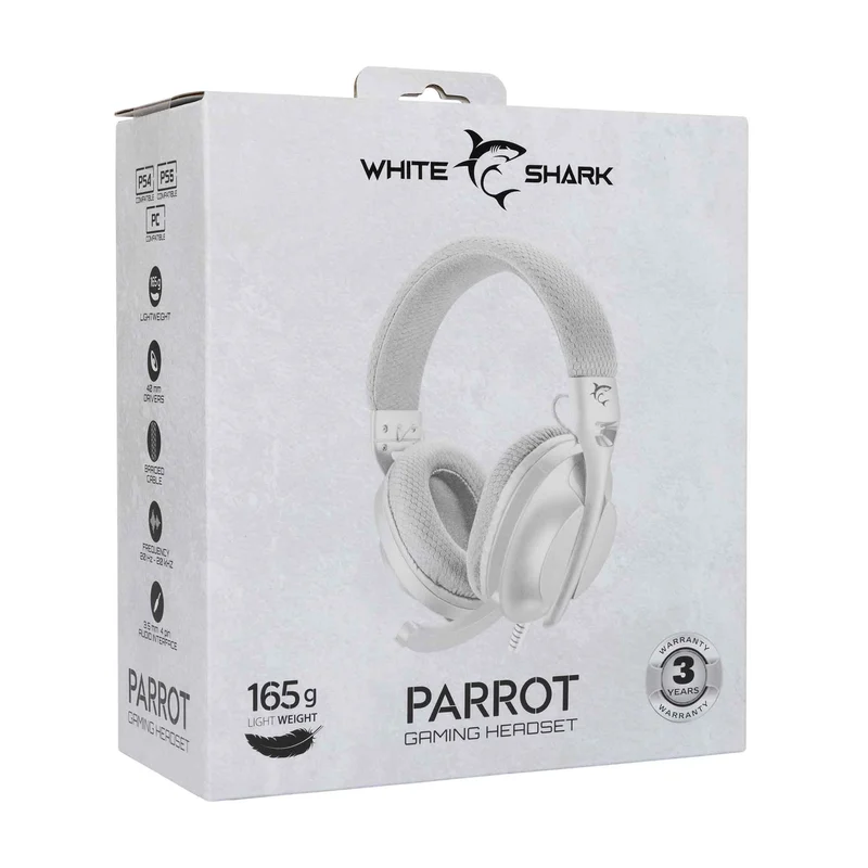 White Shark PARROT On-Ear Gaming Headset White/Grey - 9450503