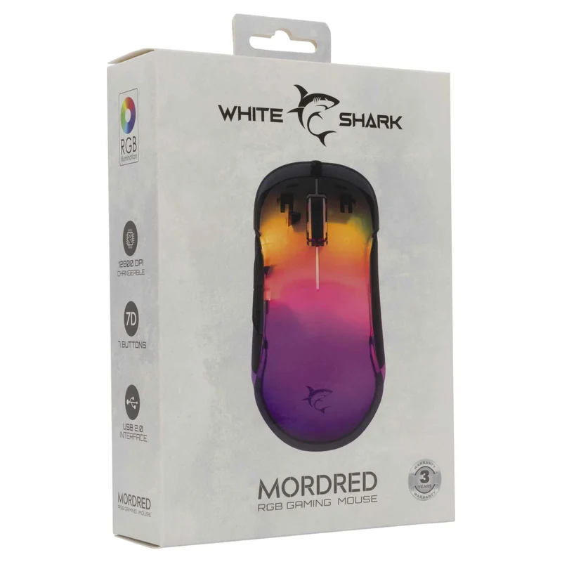 White Shark MORDRED Gaming Mice 7D 12.800dpi Black - 9450550
