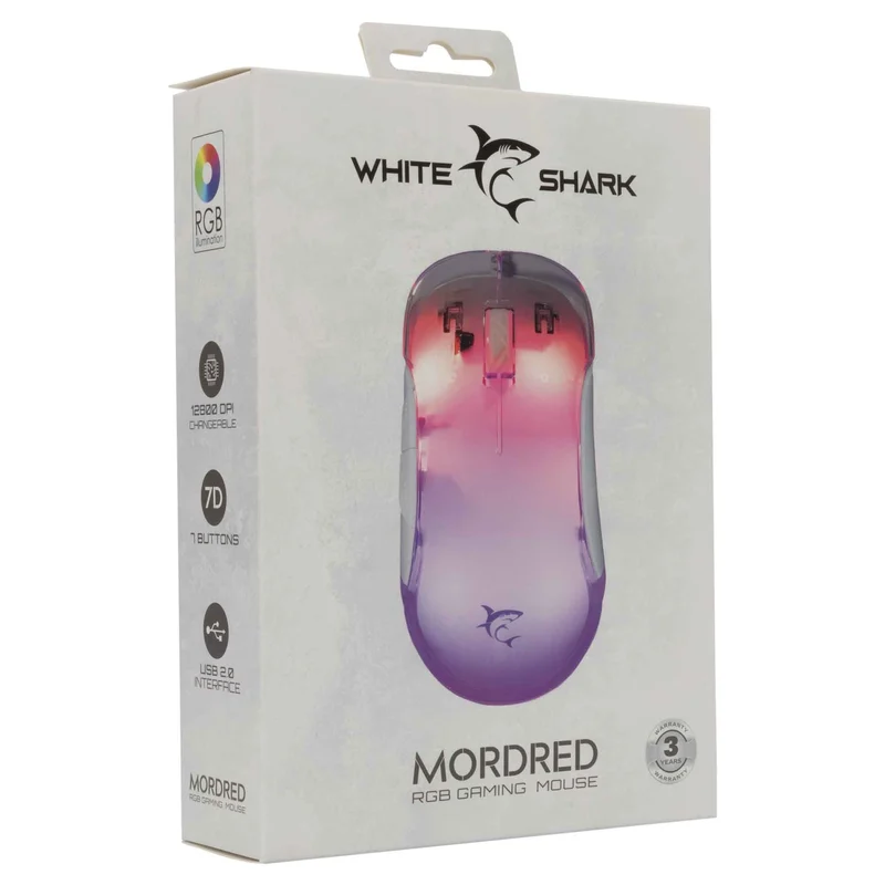 White Shark MORDRED Gaming Mice 7D 12.800dpi White - 9450551