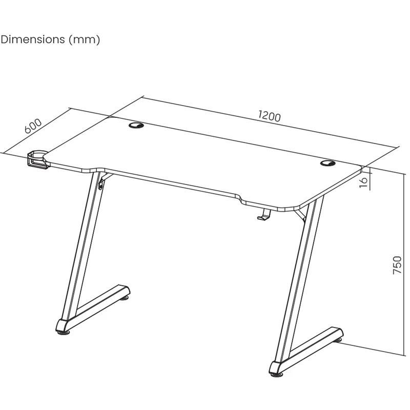White Shark HELIX Gaming Desk 120x60x75cm  Black - 9450659