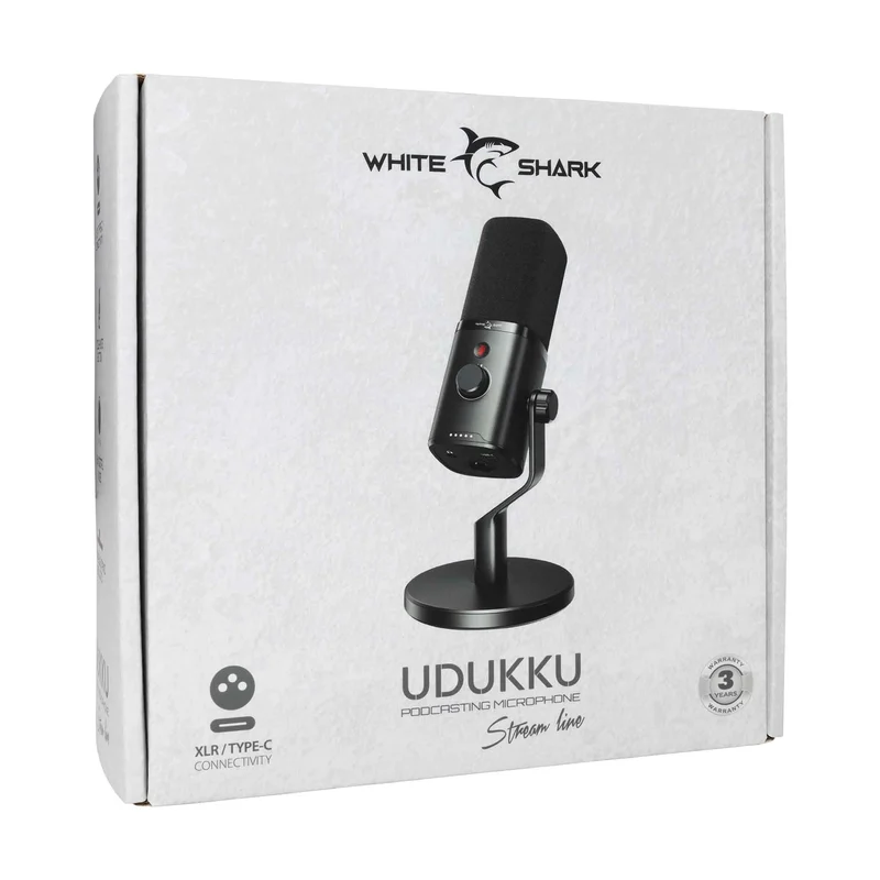 White Shark UDUKKU USB-C/XLR Dynamic Microphone incl. Stand Black - 9450732