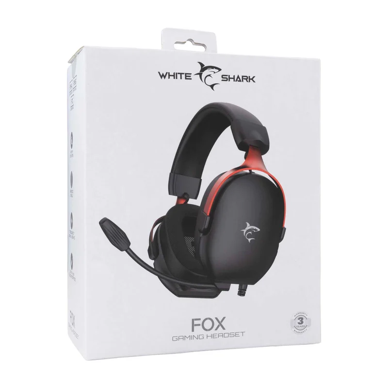 White Shark FOX Over-Ear Gaming Headset Black/Red - 9450738