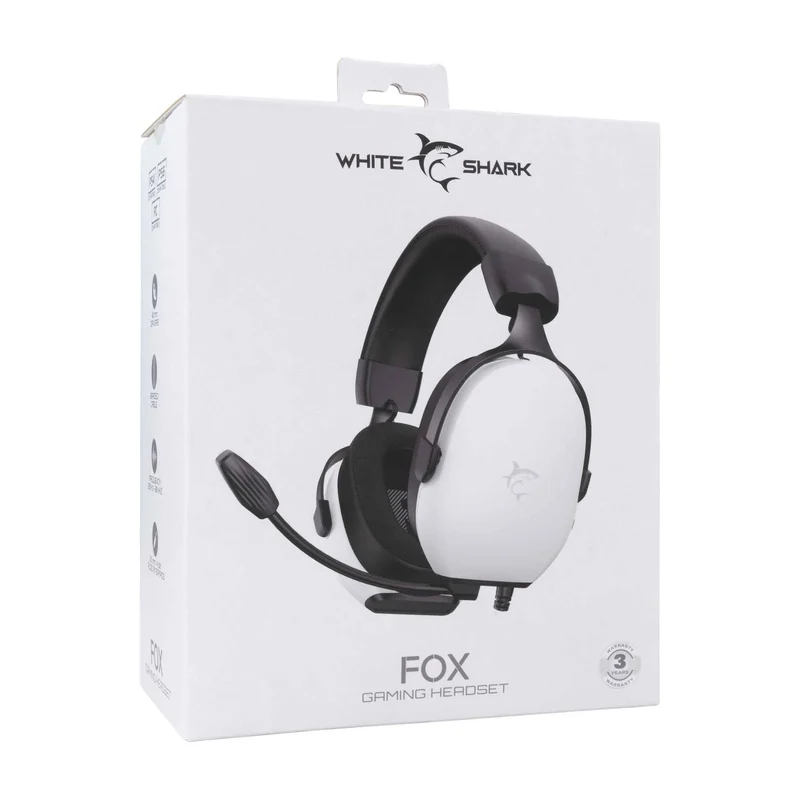 White Shark FOX Over-Ear Gaming Headset  White/Black - 9450739