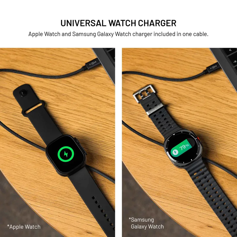 FIXED USB-C Power Watch Cable for Apple & Galaxy Watch 1.5m Black - 8019220