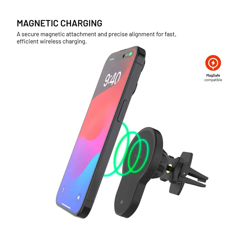 FIXED MagClick2 15W QI2 Airvent Car Mount Black - 8018846