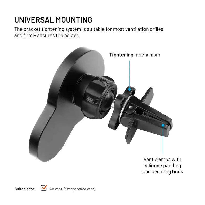 FIXED MagClick2 15W QI2 Airvent Car Mount Black - 8018846