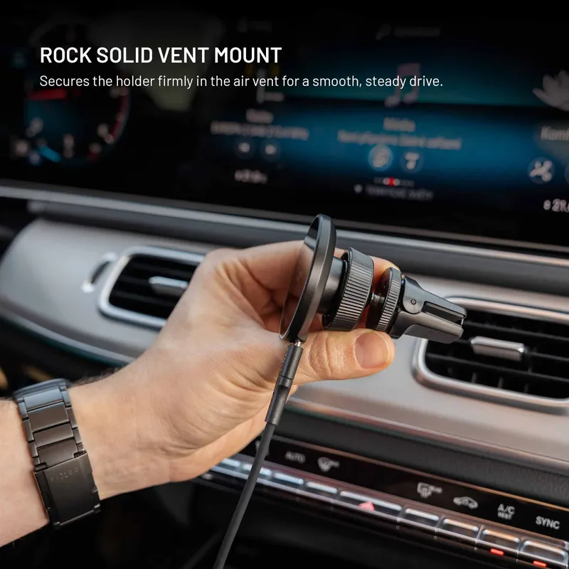 FIXED MagRound3 25W QI2.2 Airvent Car Mount Black - 8019185