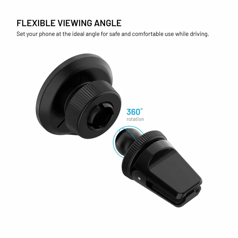 FIXED MagRound3 25W QI2.2 Airvent Car Mount Black - 8019185