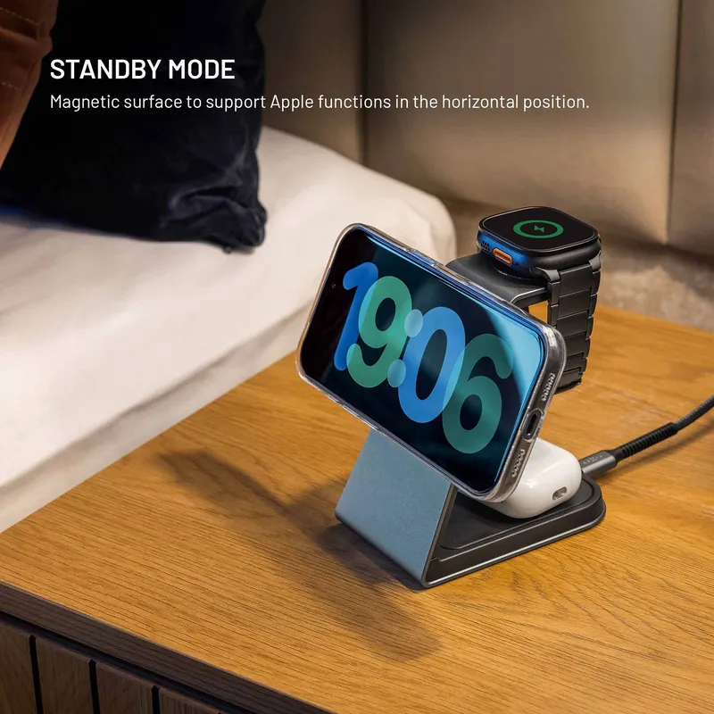 FIXED 3in1 Mag ALU 25W Qi2.2 Wireless Apple Charging station Space Grey - 8019269