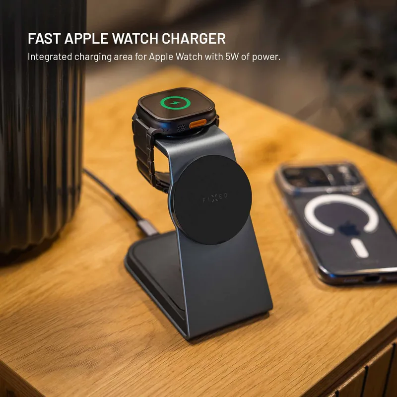 FIXED 3in1 Mag ALU 25W Qi2.2 Wireless Apple Charging station Space Grey - 8019269