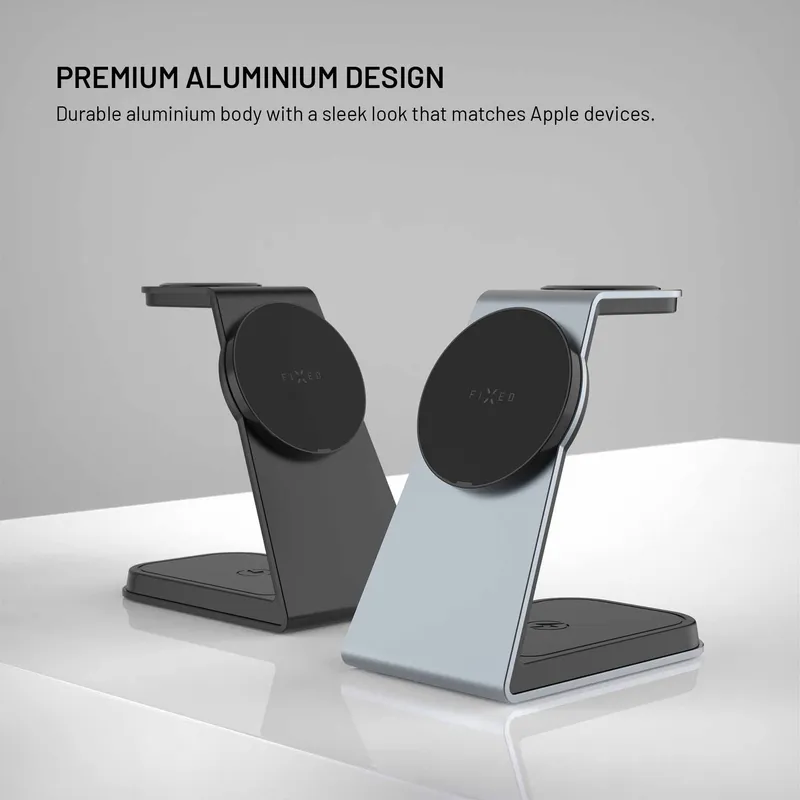 FIXED 3in1 Mag ALU 25W Qi2.2 Wireless Apple Charging station Space Grey - 8019269